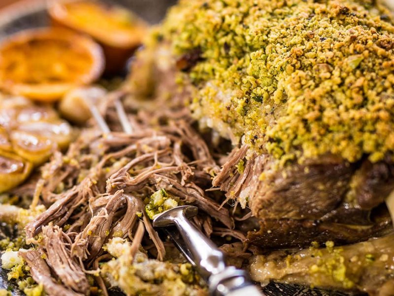 PULLED SHOULDER OF LAMB WITH PISTACHIO HERB CRUST