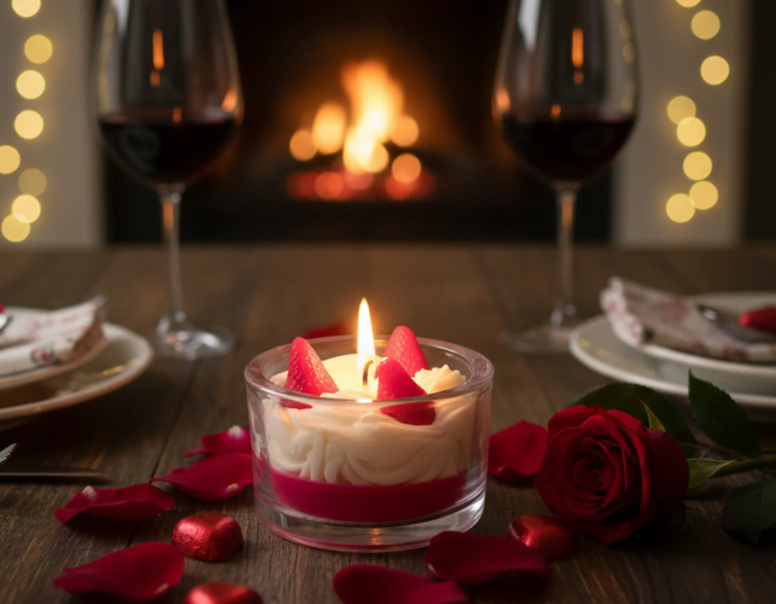 Strawberries & Cream Valentine Candle - Image 4