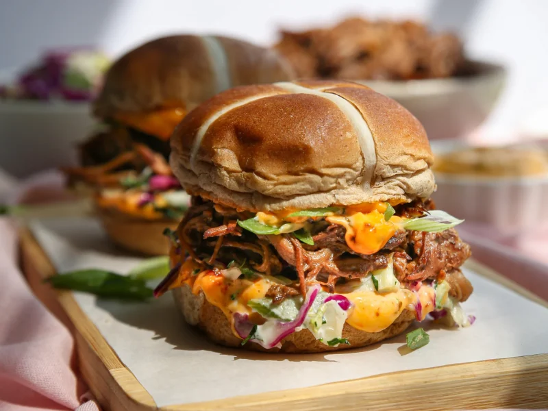 PULLED BBQ BEEF BRISKET HOT CROSS BUNS